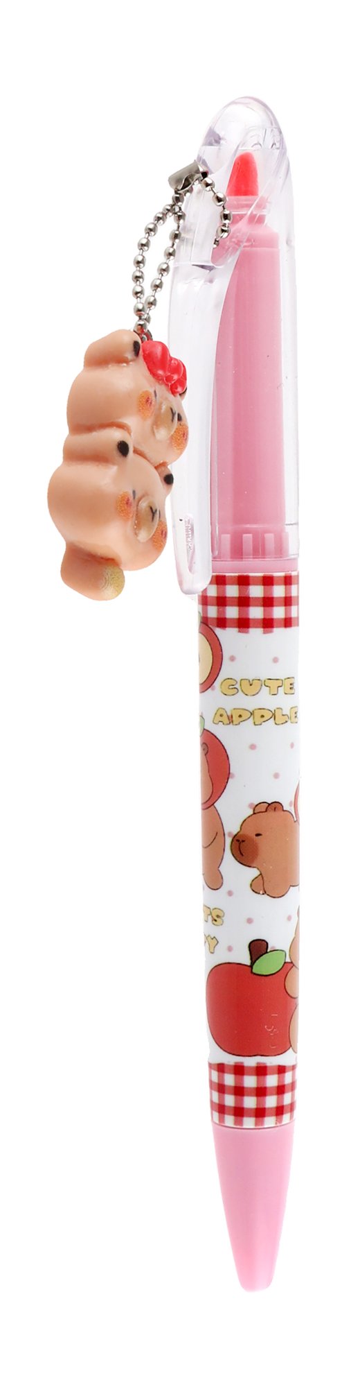 2in1 0.7mm Pink Ink Marker & Blue Ink Pen with Teddy Bear Shaped Tip