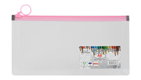 Midgo A6 Clear & Pink Waterproof Zip Bag – 255x130mm