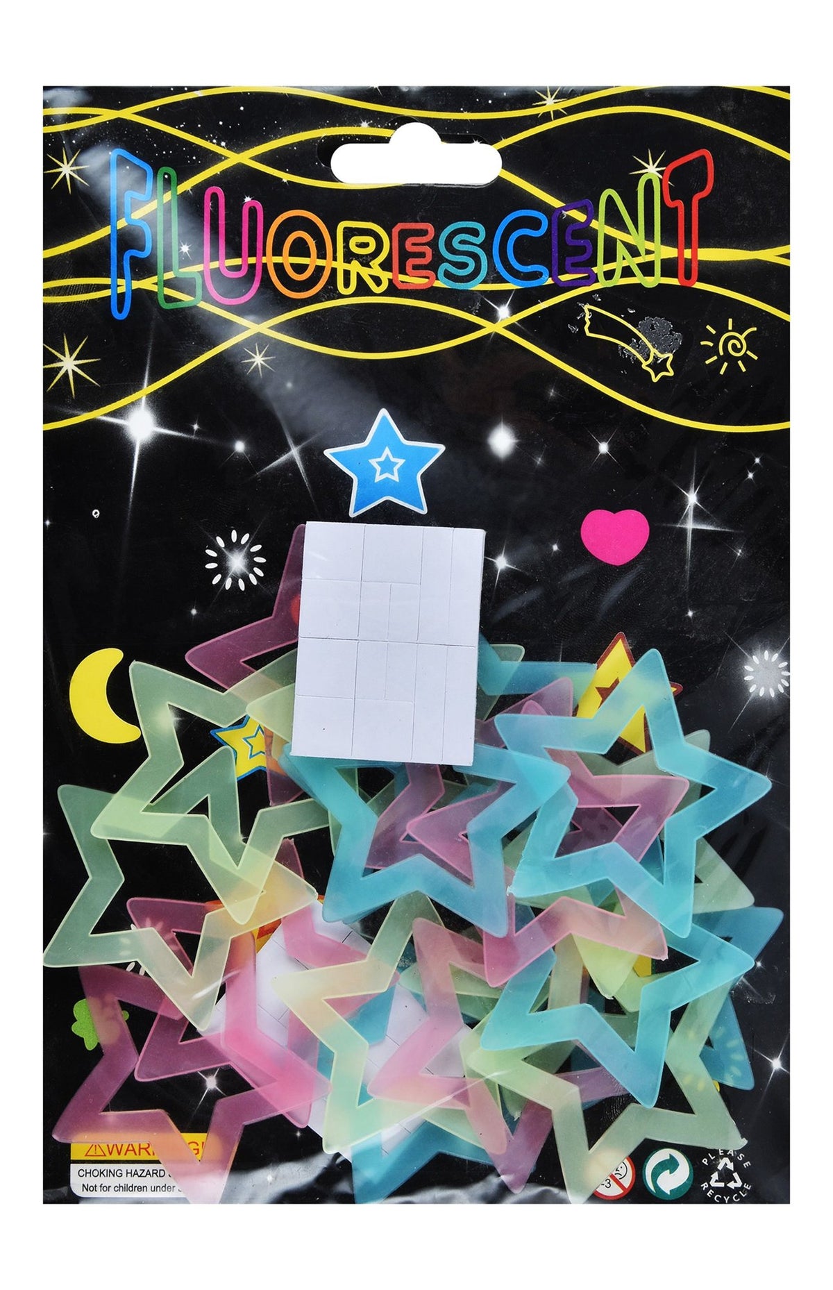 Assorted Fluorescent Star Shaped Wall Decals