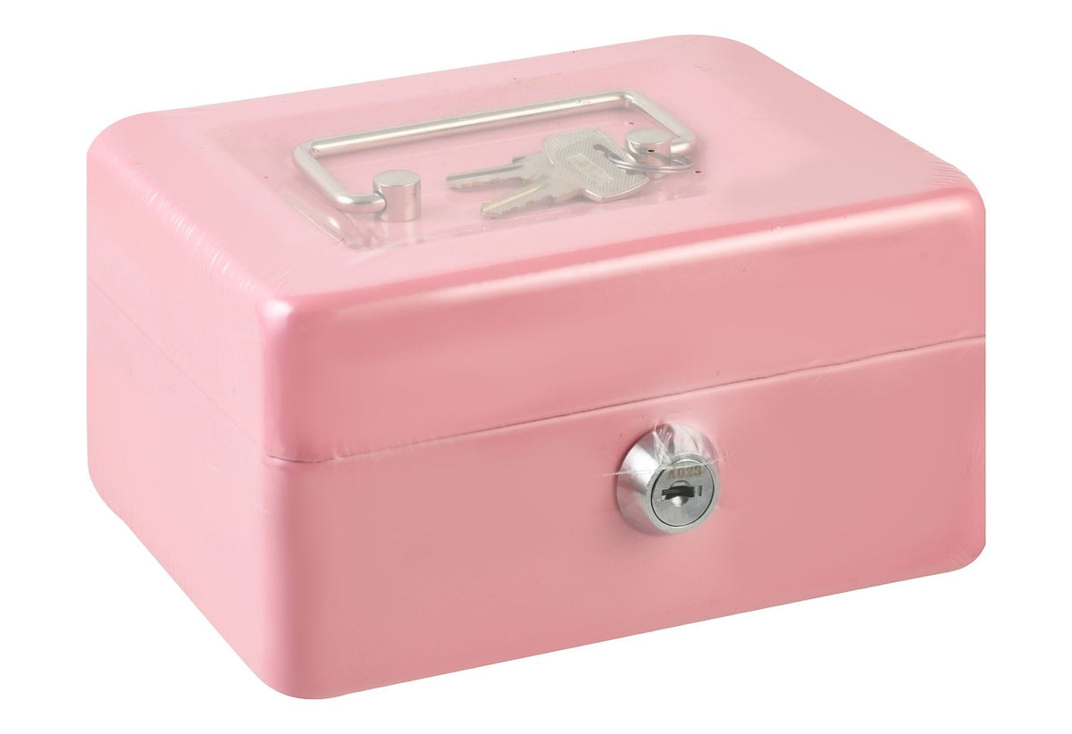 Kids Metal Money Safe 6 in – Pink