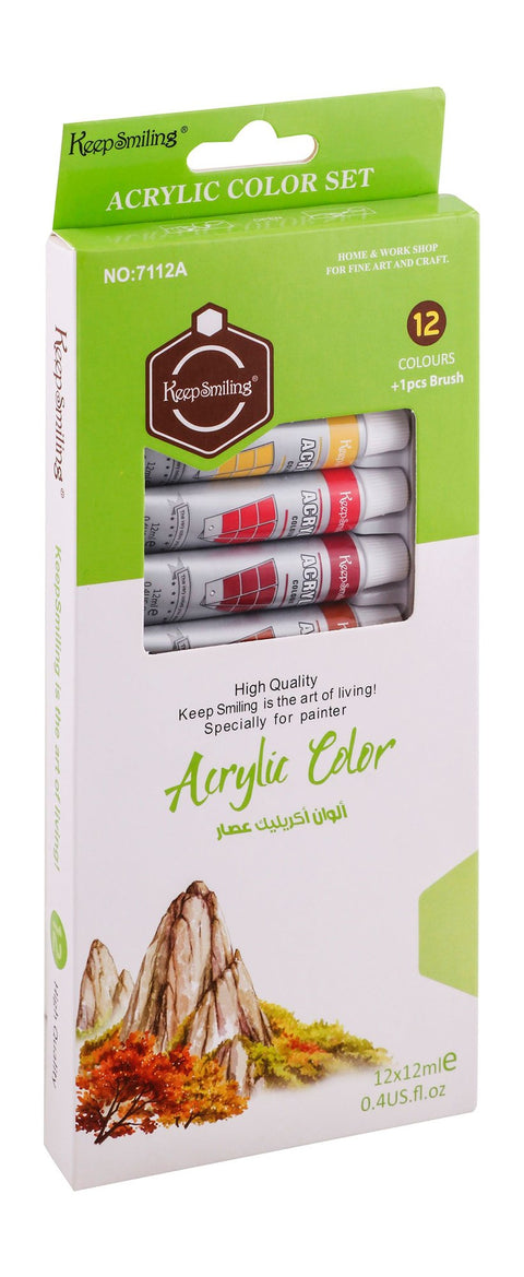 Keep Smiling Assorted Acrylic Colors with Paint Brush