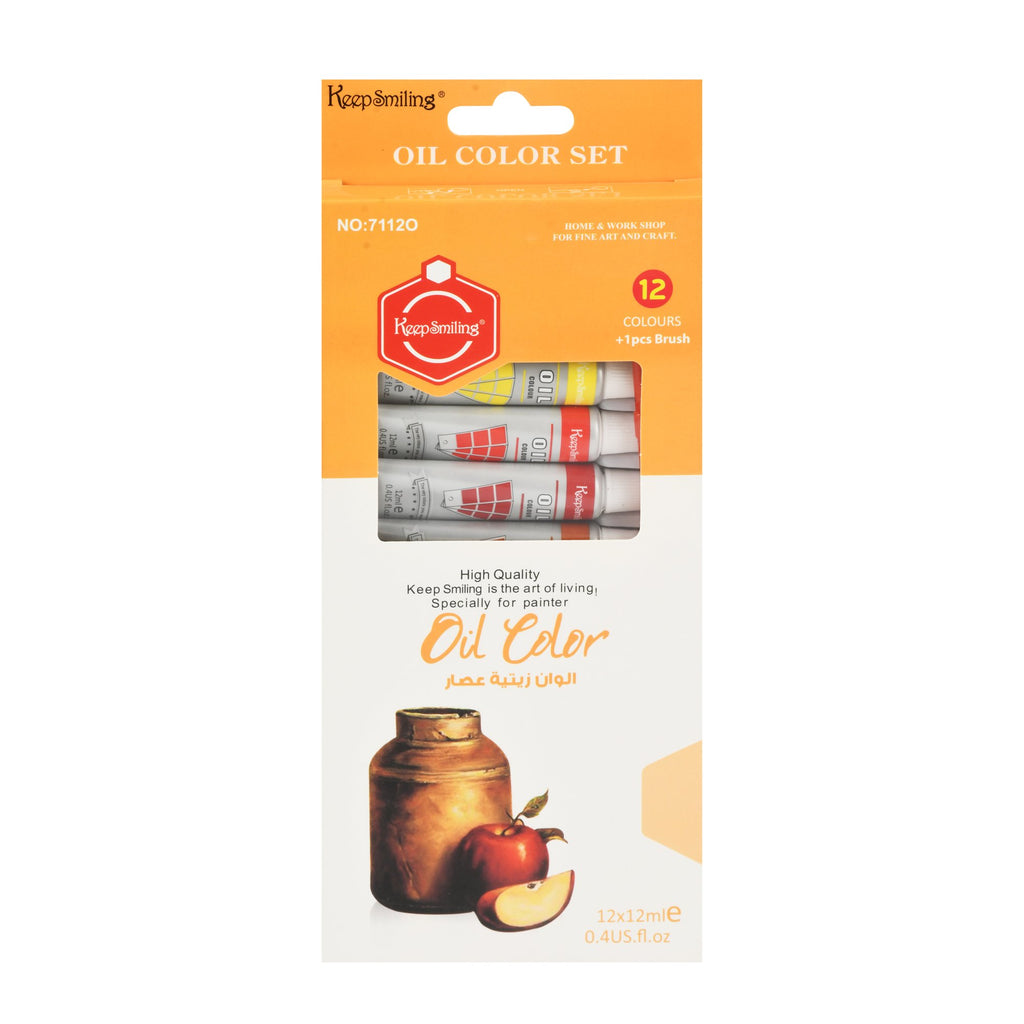 Keep Smiling Assorted Oil Color Set – 12 Colors, 12 ml
