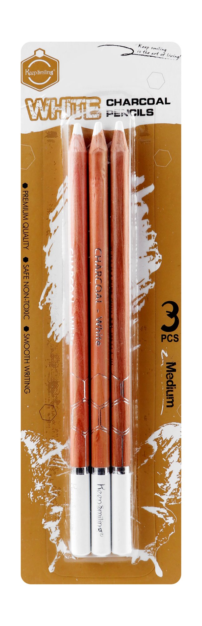 Keep Smiling White Charcoal Pencils