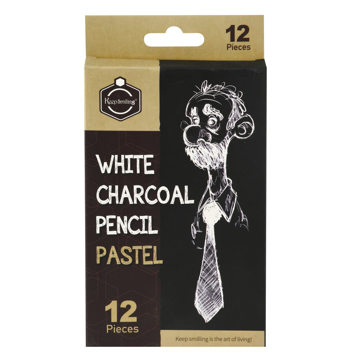 Keep Smiling White Charcoal Pencils – 12 Pieces