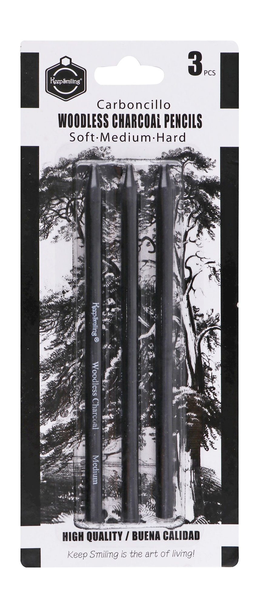 Keep Smiling Assorted Woodless Charcoal Pencils