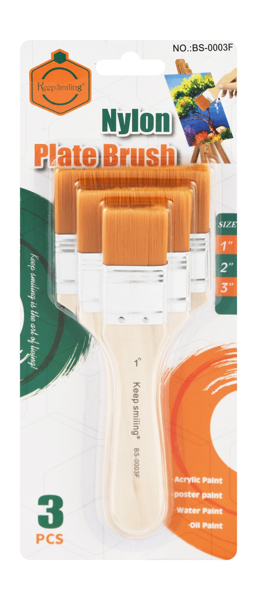 Keep Smiling Beige & Brown Nylon Plate Brush Set – 3 Pieces