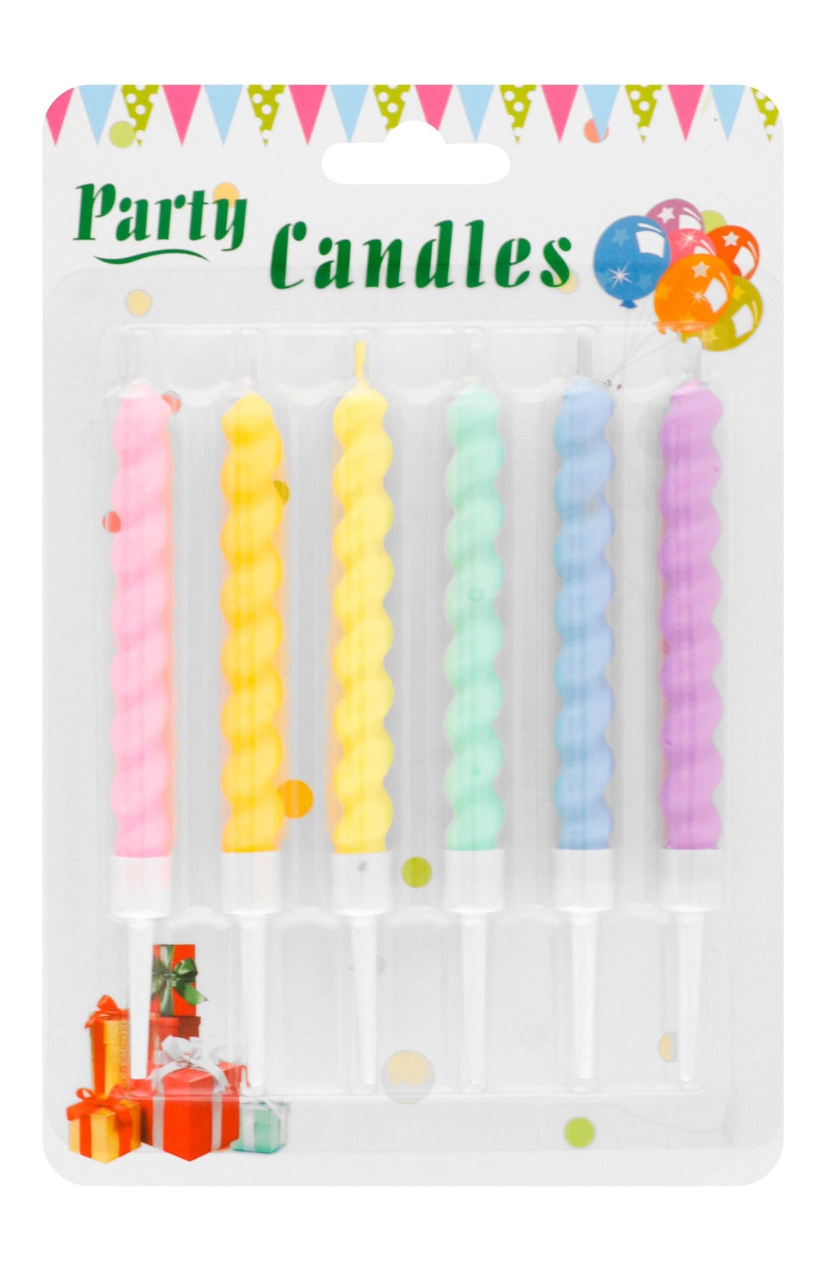Assorted Twisted Party Candles with Holders
