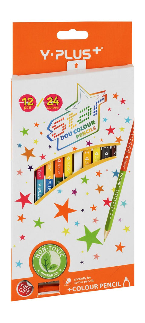 Y-Plus Dual-Ended Colored Pencils – 12 Pencils, 24 Colors