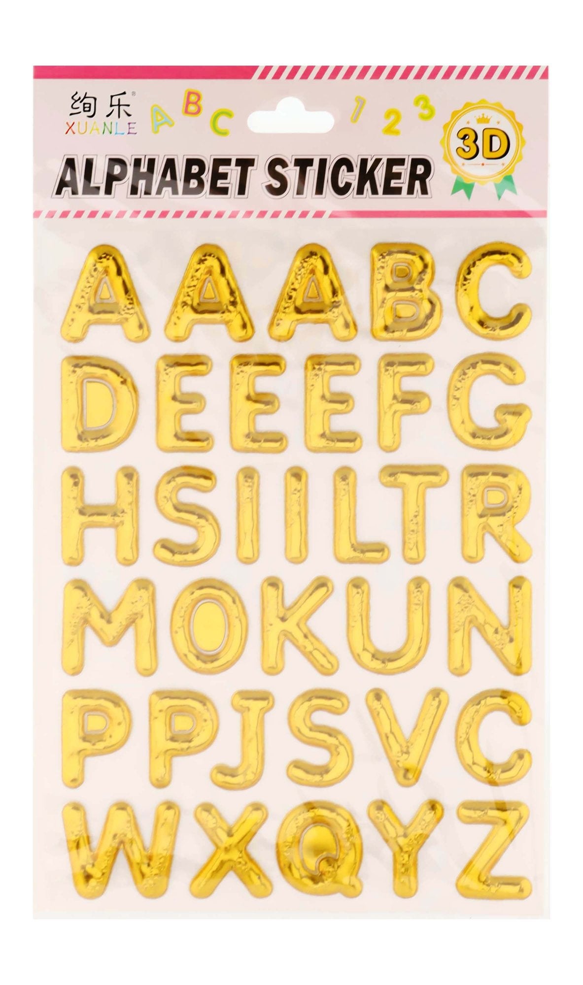 Xuanle Silver Letter Shaped 3D Stickers