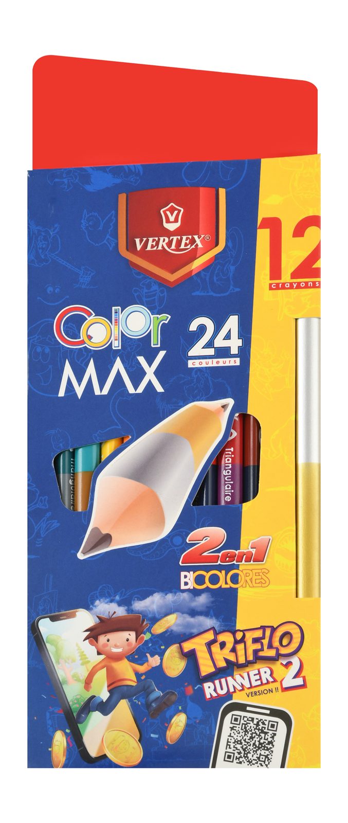 Long Dual-Tip Wooden Colored Pencils – 12 Colors + Gold & Silver