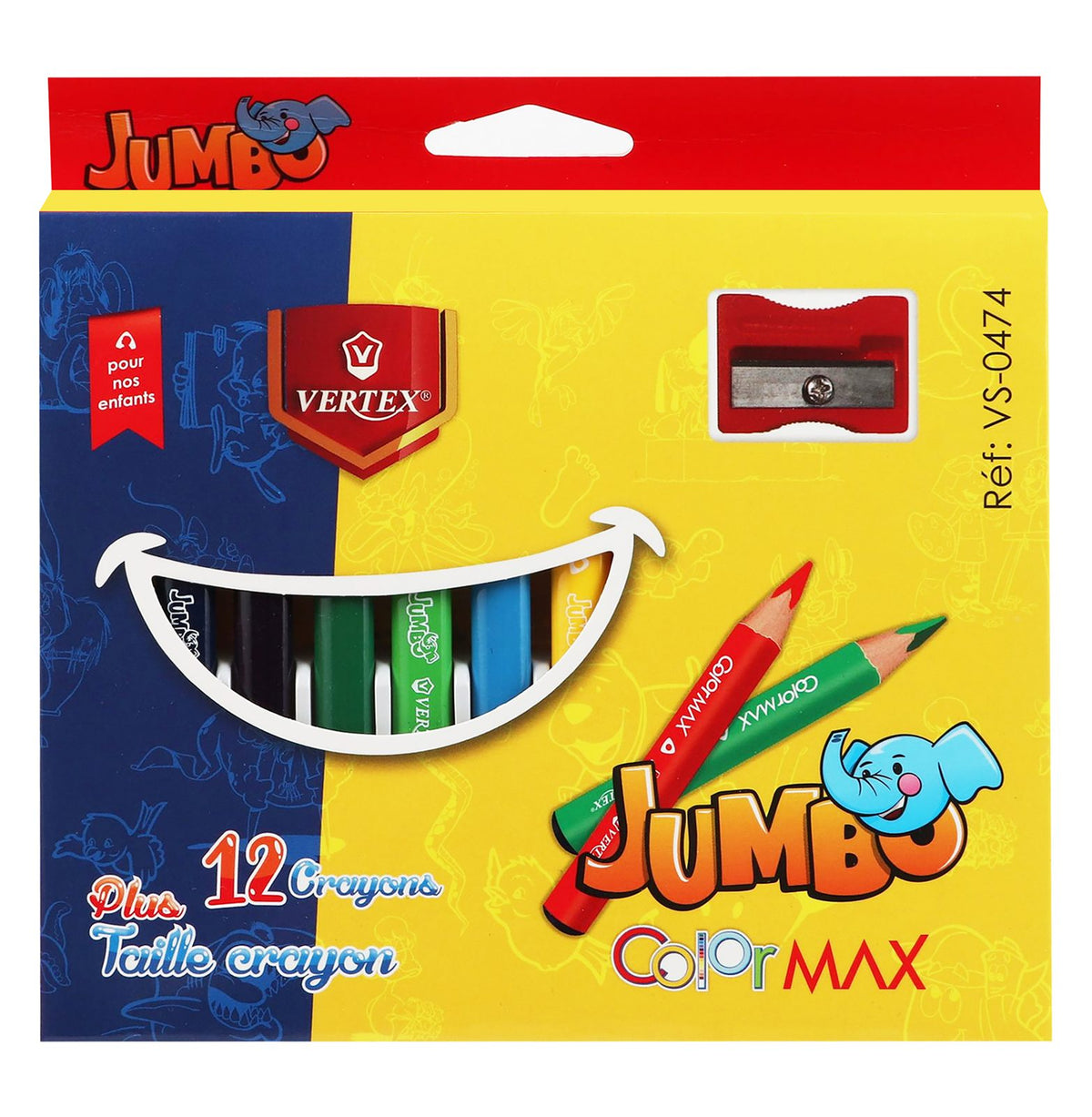 Vertex Short Jumbo Colored Pencils – 12 Colors + Sharpener