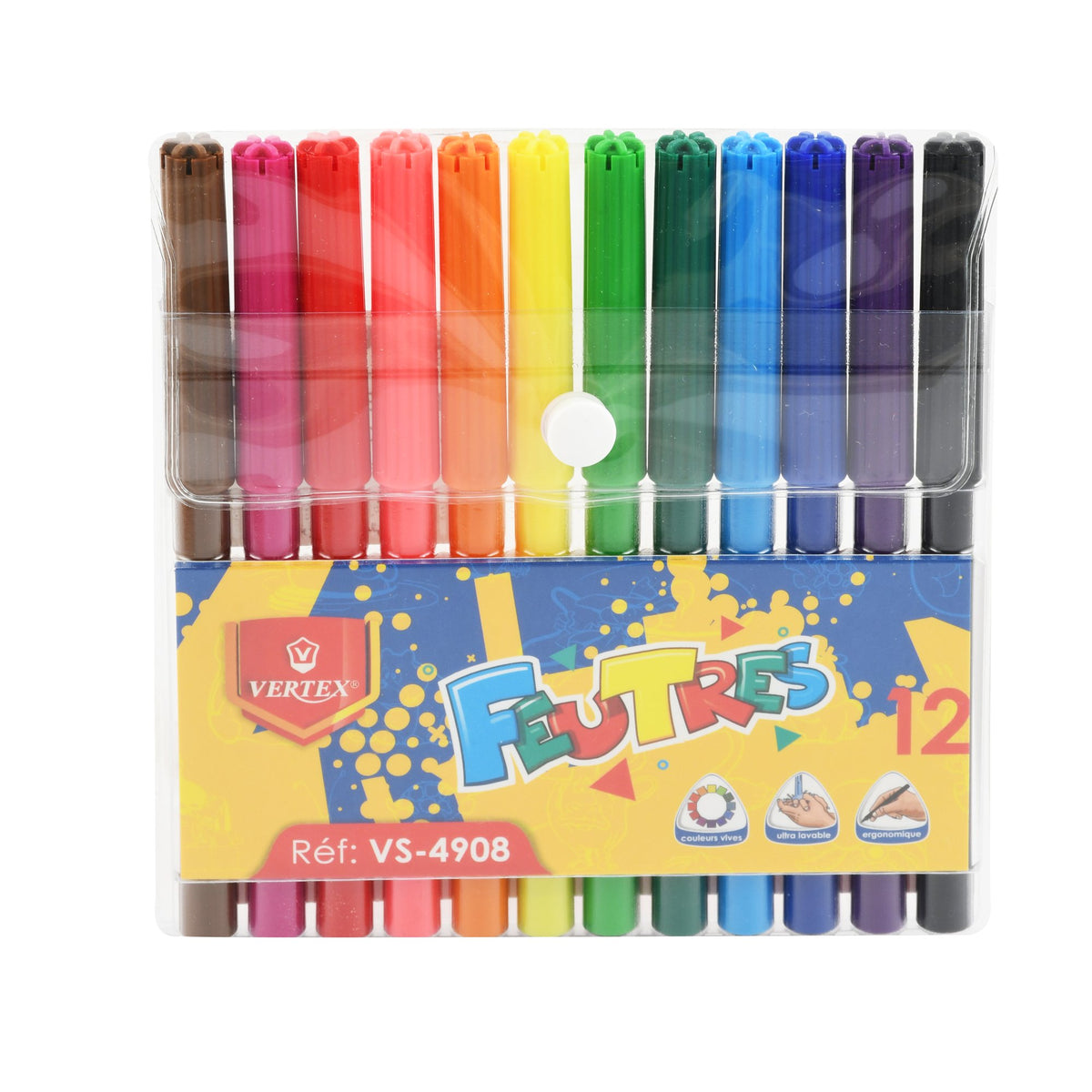 Features Assorted Ink Markers – 12 Colors