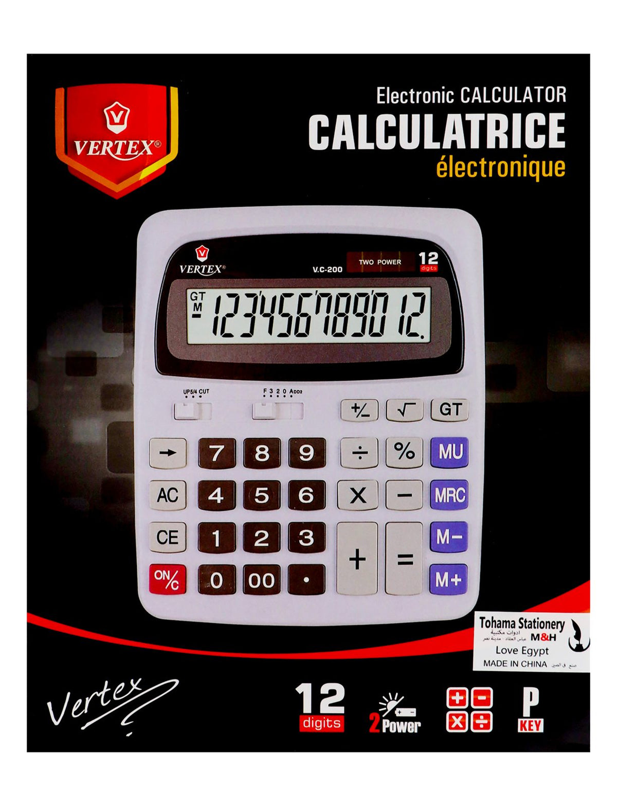 Vertex 12-Digit Calculator – Large, VC-200