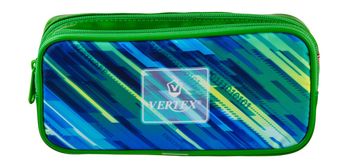 Vertex Neon Leather Pencil Case – 2 Zippers, VS-3512