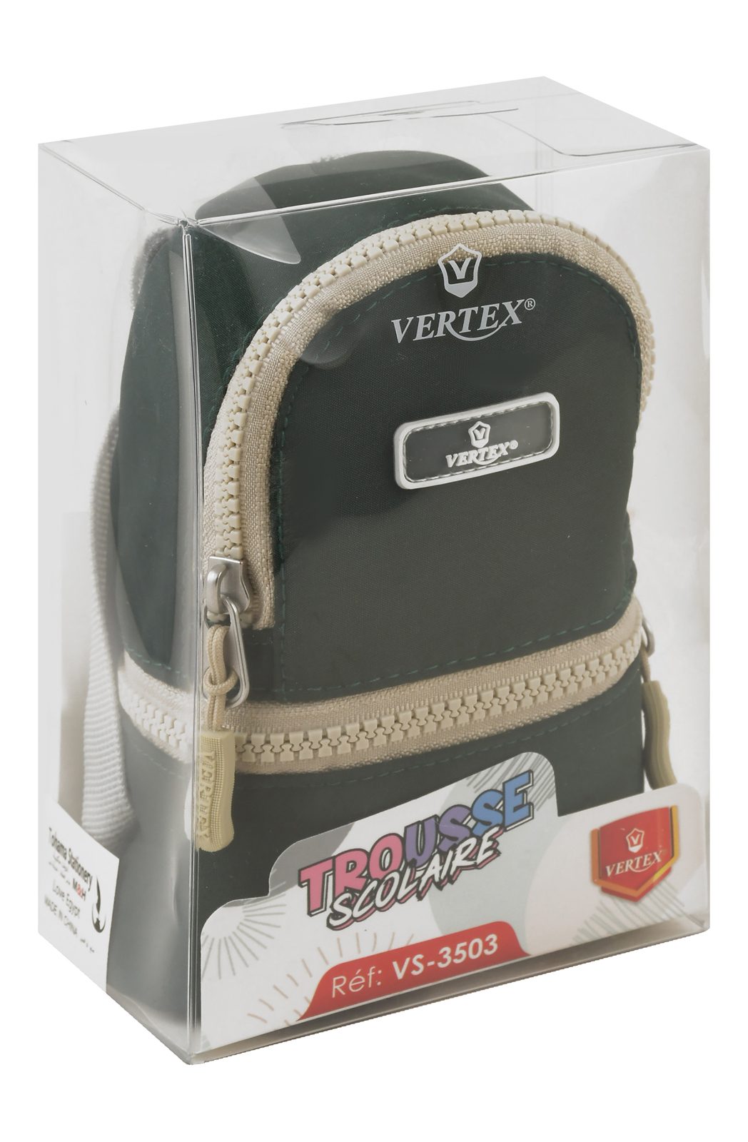 Vertex Kids Bag-Shaped Fabric Pencil Case – 2 Zippers, VS-3503