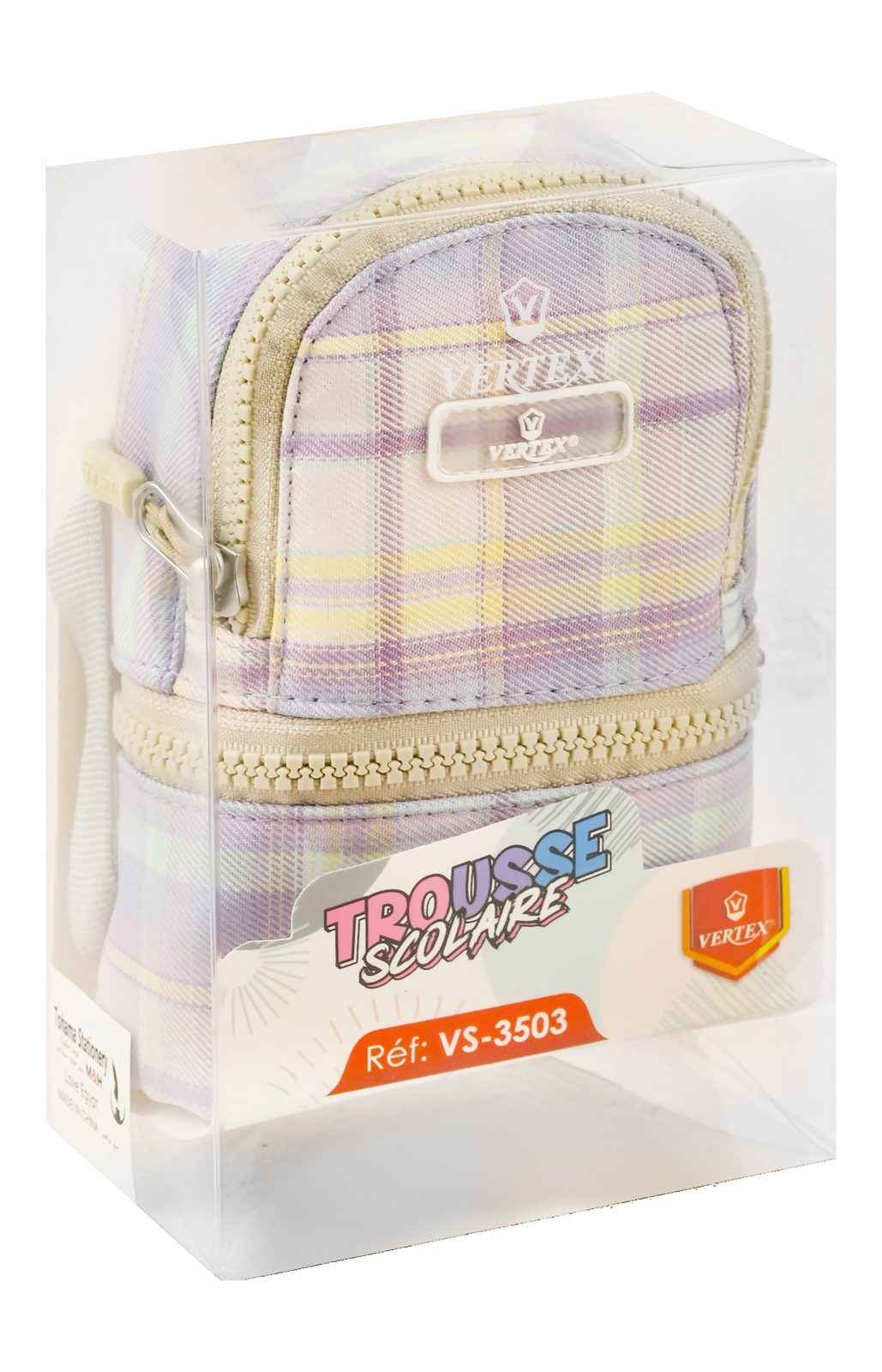 Vertex Kids Bag-Shaped Fabric Pencil Case – 2 Zippers, VS-3503
