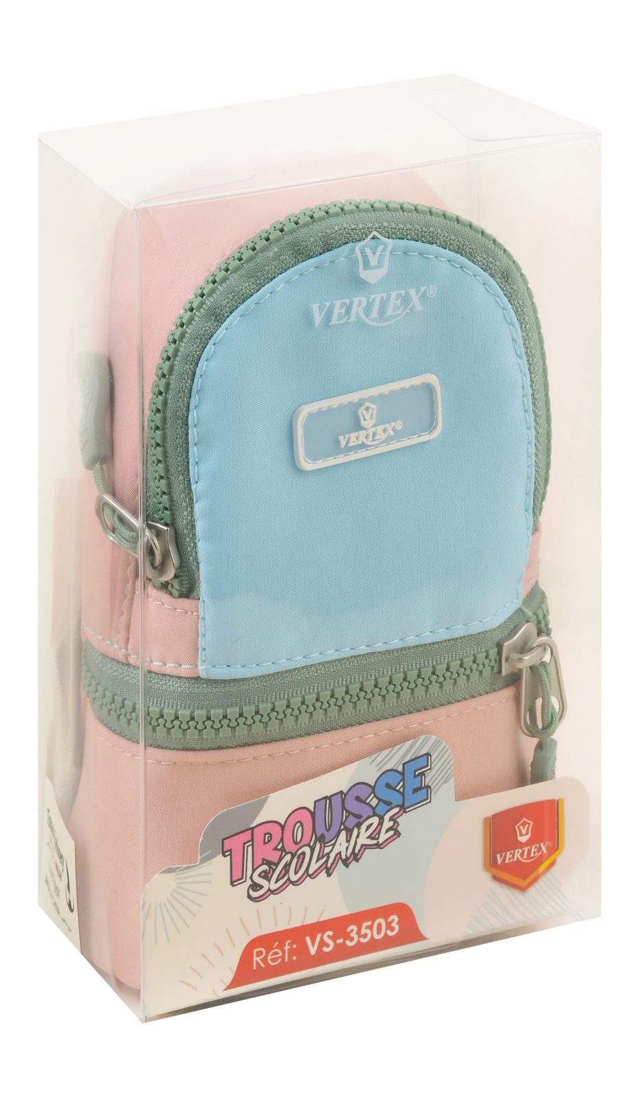 Vertex Kids Bag-Shaped Fabric Pencil Case – 2 Zippers, VS-3503