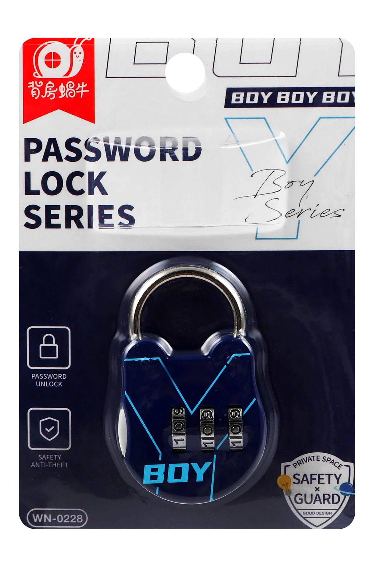 Boy Black 3 Digit Combination Padlock