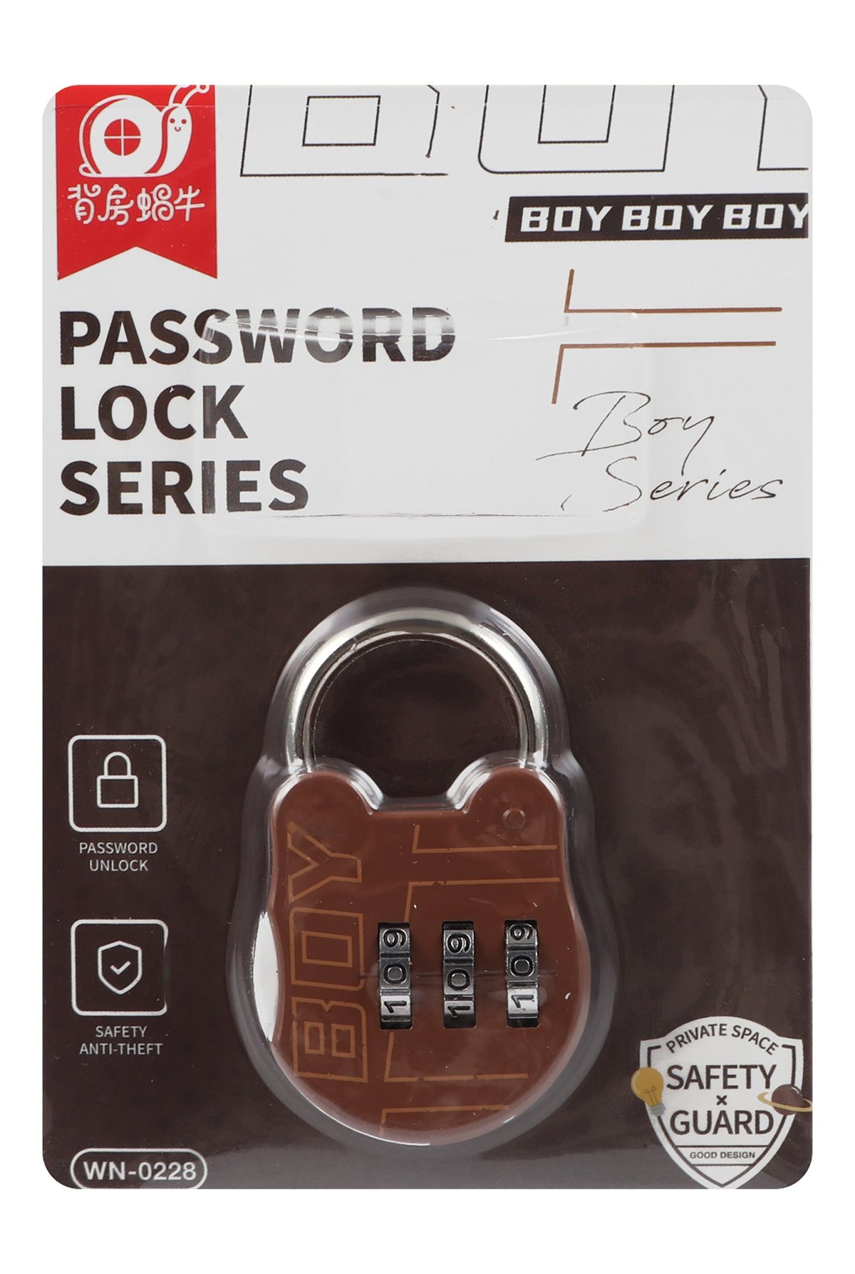 Boy Black 3 Digit Combination Padlock