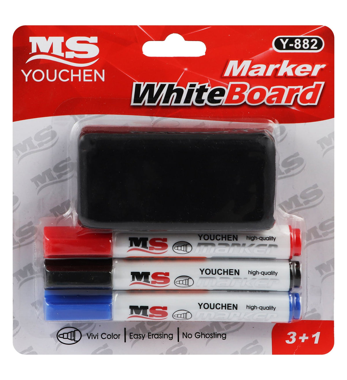 MS Youchen Assorted Whiteboard Markers with Black Eraser