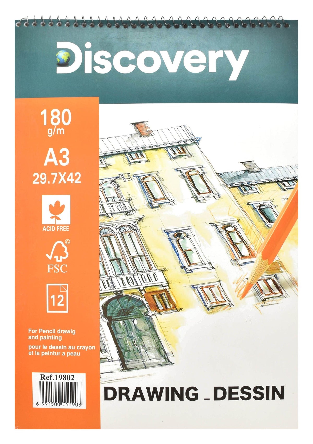 Discovery A3 Spiral Drawing Sketchbook – 12 Sheets