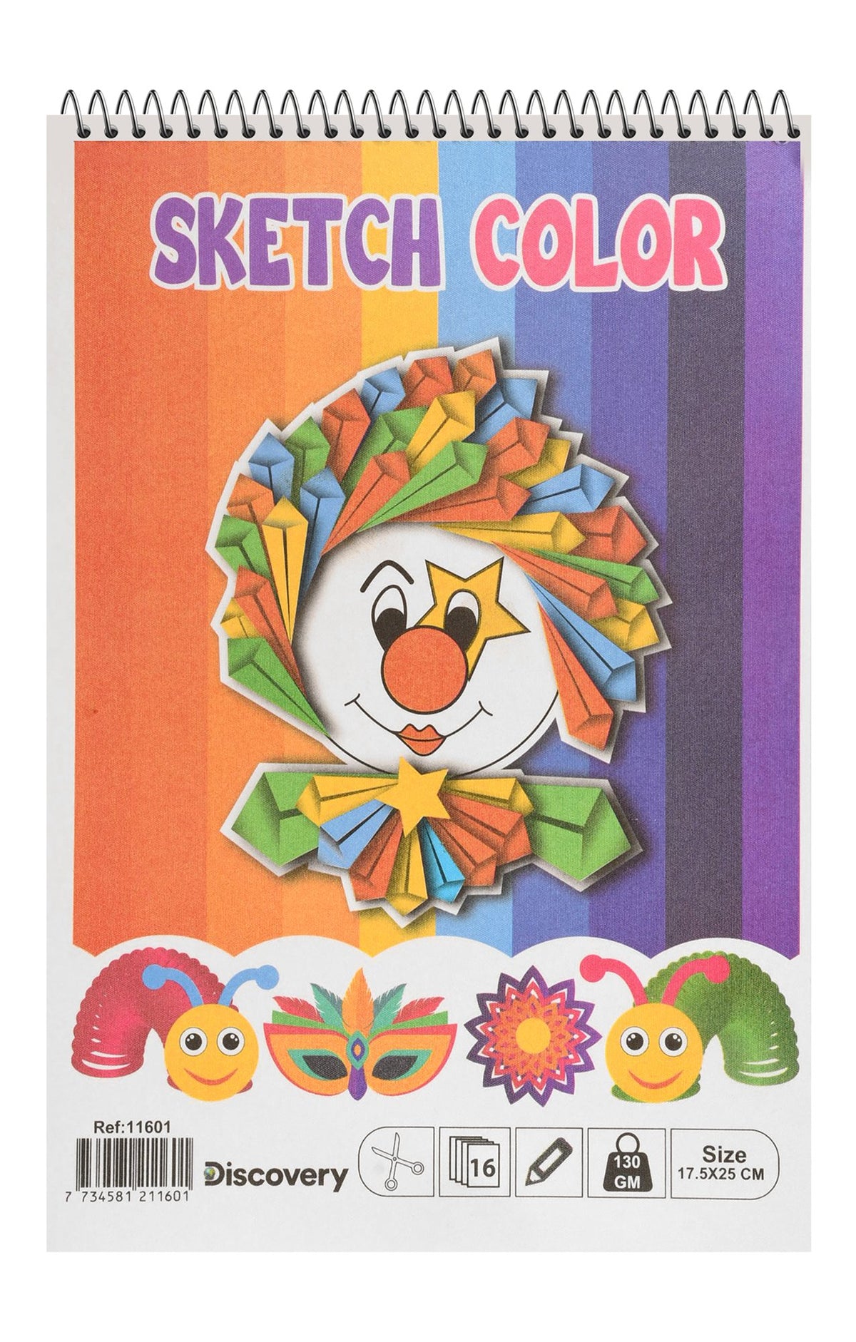 Discovery A5 Multicolored Clown Print Sketchbook – 16 Sheets