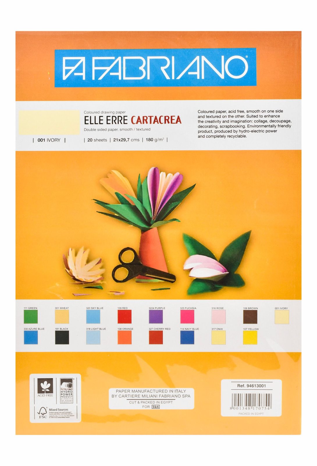 Fabriano Colored Paper A4 – 180 gsm, No. 001