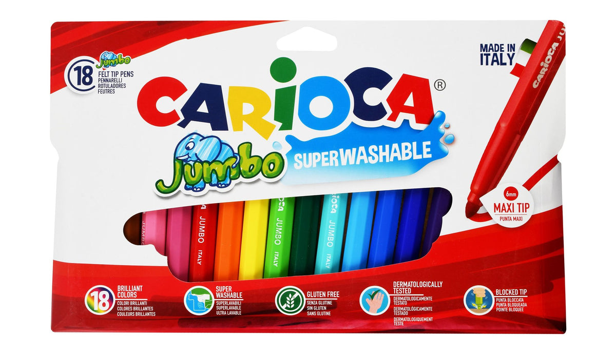 Carioca Assorted Jumbo Super Washable Maxi Tip Coloring Pens