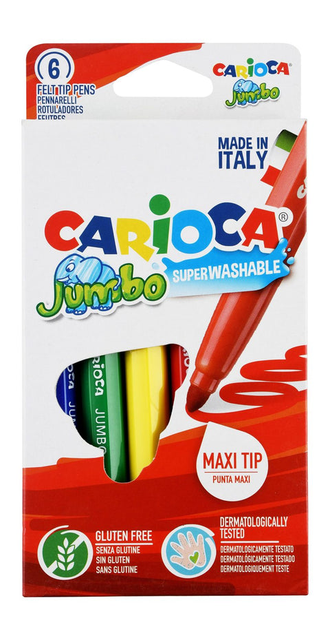 Carioca Jumbo Felt-Tip Markers – 6 Colors