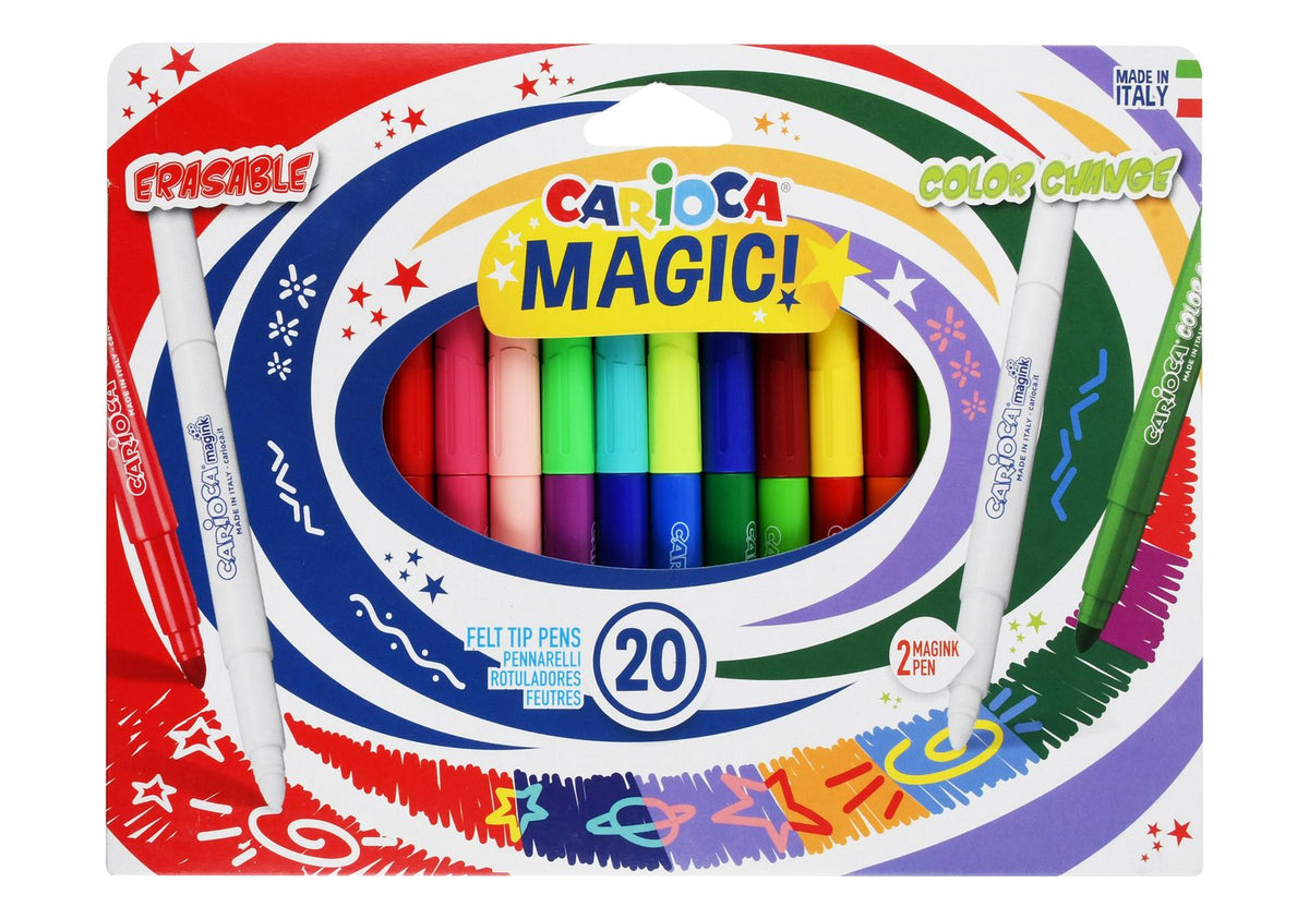 Carioca Magic Markers – 20 Pieces (9 Color-Change, 9 Erasable, 2 Erasers)