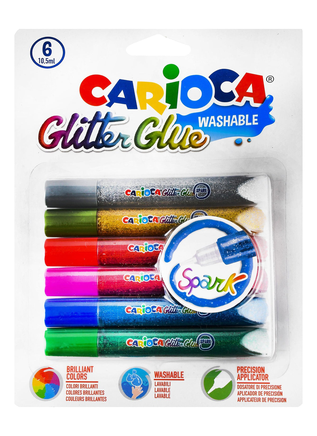 Carioca Assorted Washable Glitter Glue