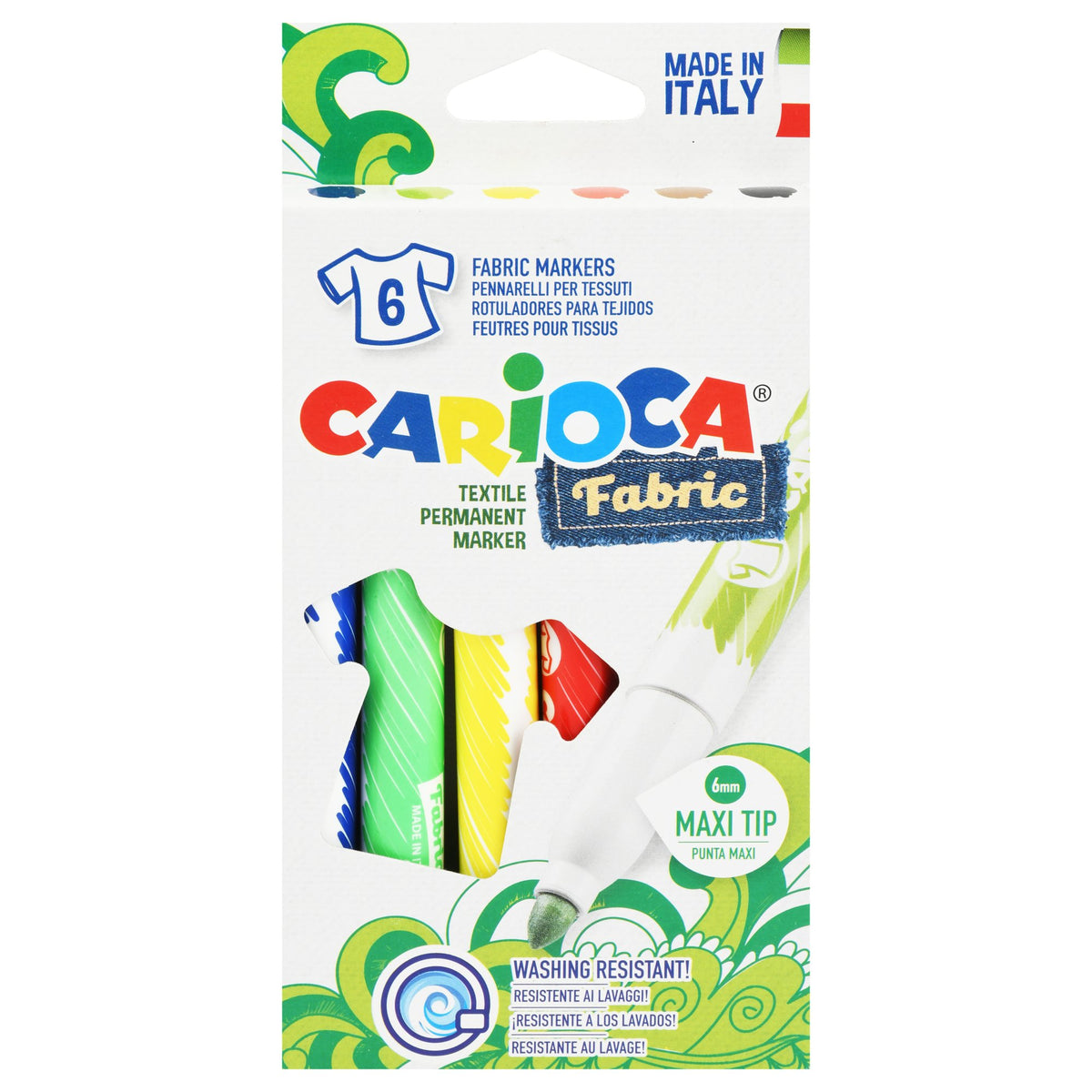 Carioca Fabric Markers – 6 Colours