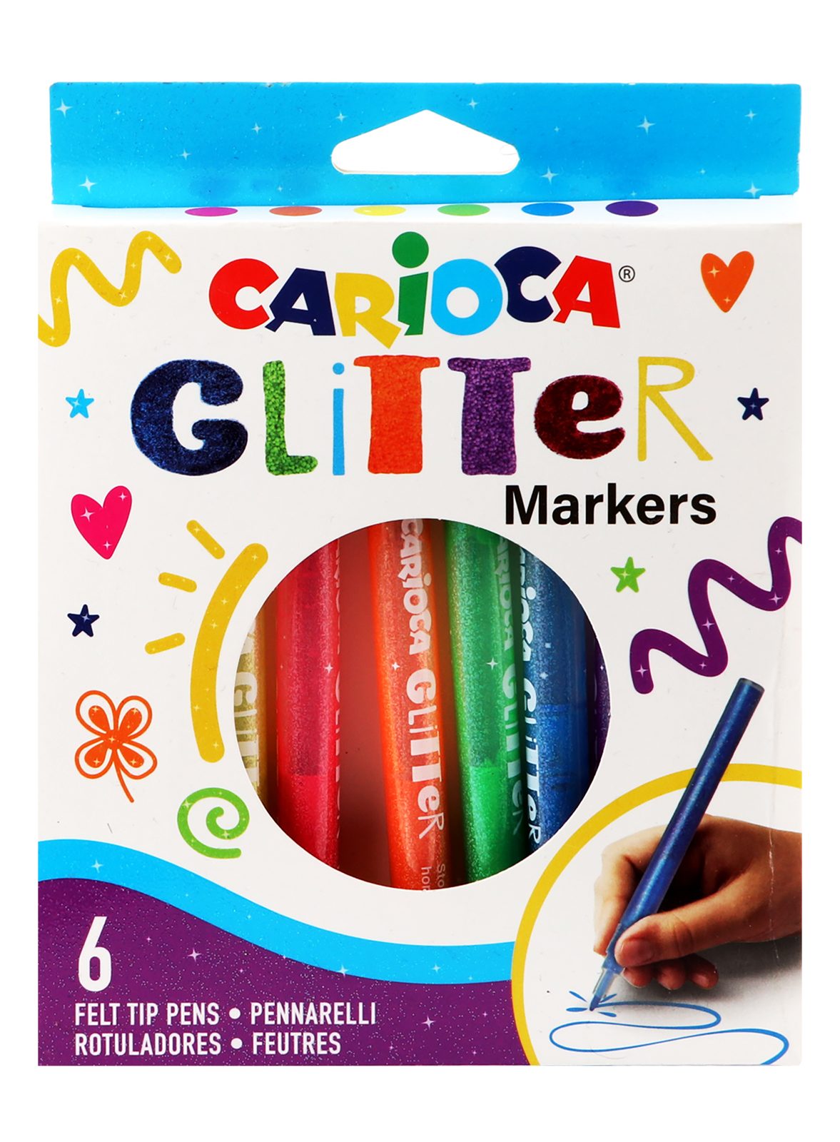 Carioca Glitter Markers – 6 Colors