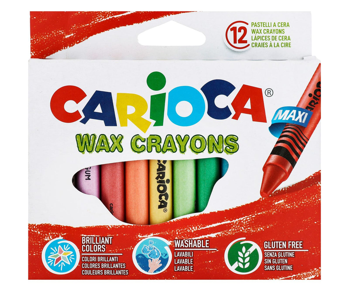 Carioca Jumbo Wax Crayons – 12 Colors