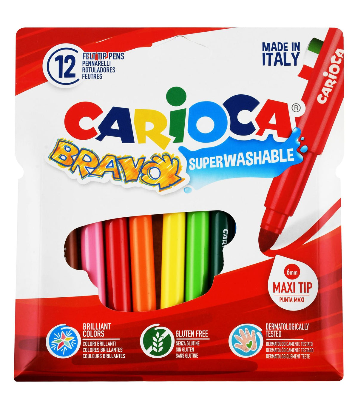 Carioca Bravo Thick-Tip Markers – 12 Colors