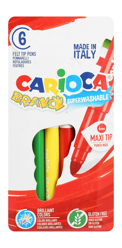 Carioca Thick-Tip Felt Markers – 6 Colors