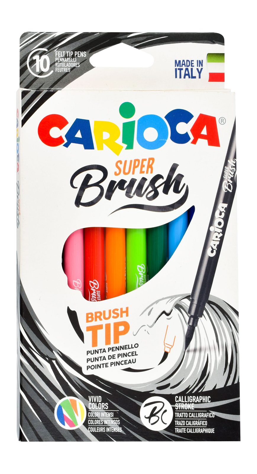 Carioca Brush-Tip Felt Markers – 10 Colors