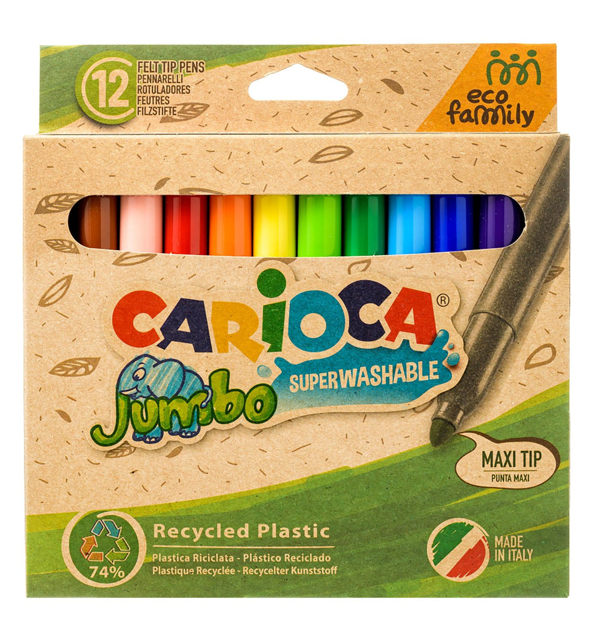 Carioca Jumbo Felt-Tip Markers – 12 Colors