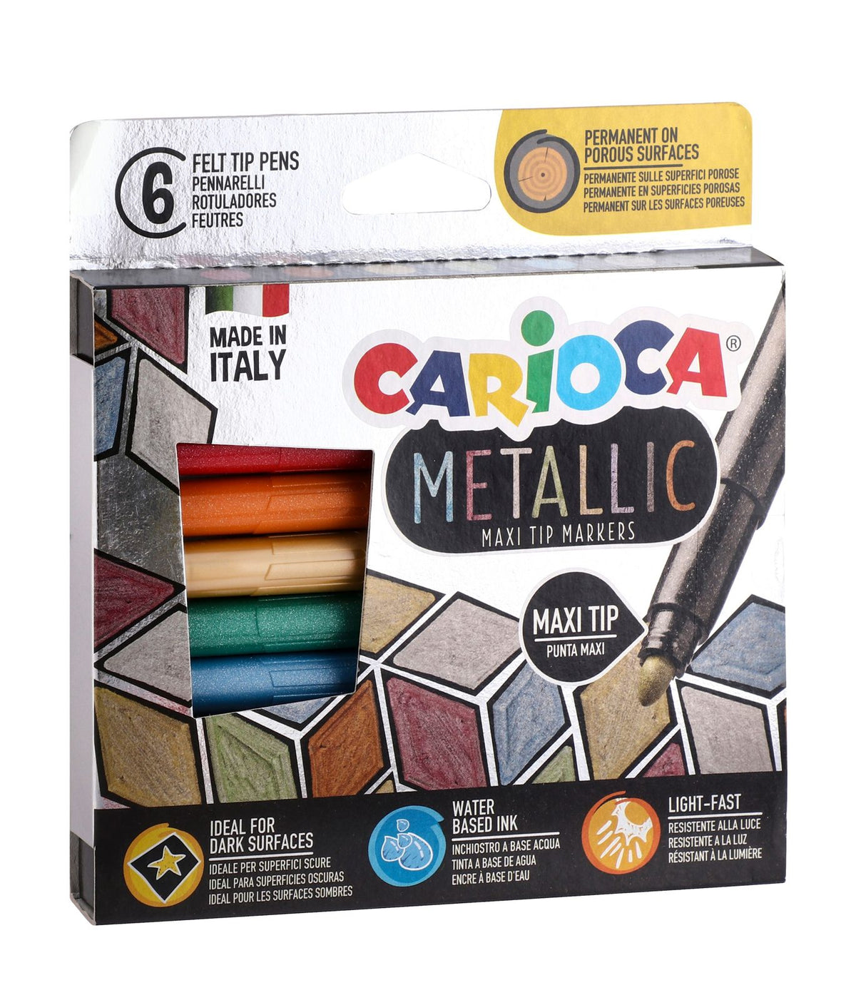 Carioca Jumbo Metallic Markers – 6 Colors