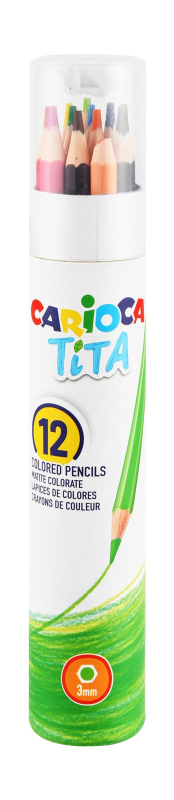 Carioca Wooden Colored Pencils – 12 Colors, Round Tin