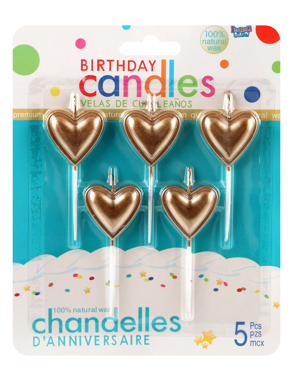 Golden Heart Shaped Birthday Candles