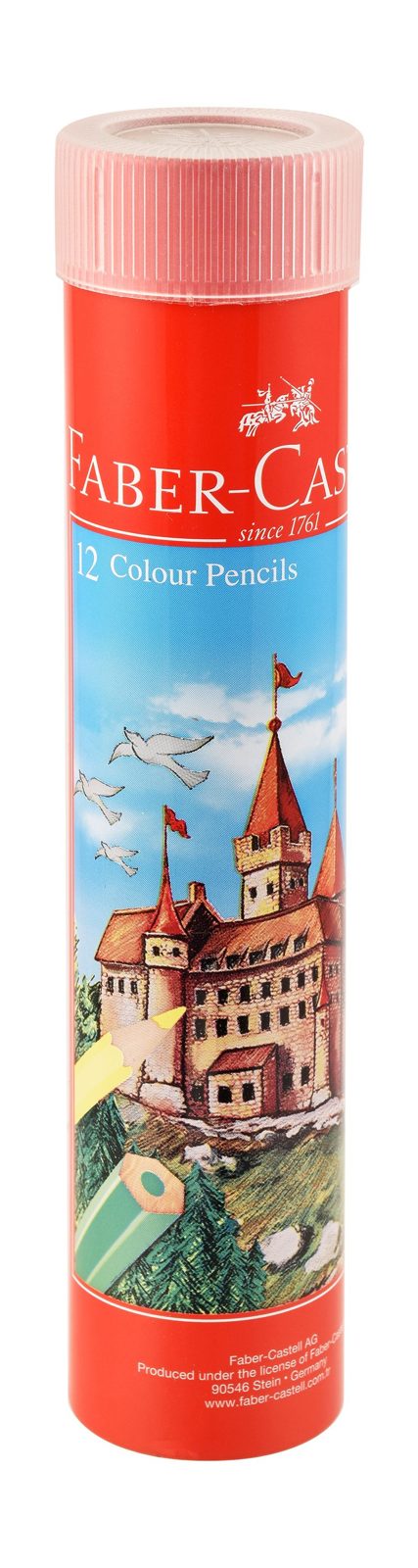 Long Wooden Colored Pencils – 12 Colors, Metal Cup
