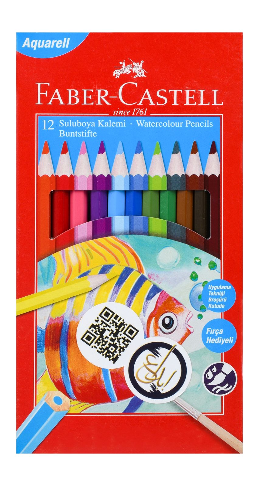 Faber-Castell Watercolor Pencils – 12 Long + Brush