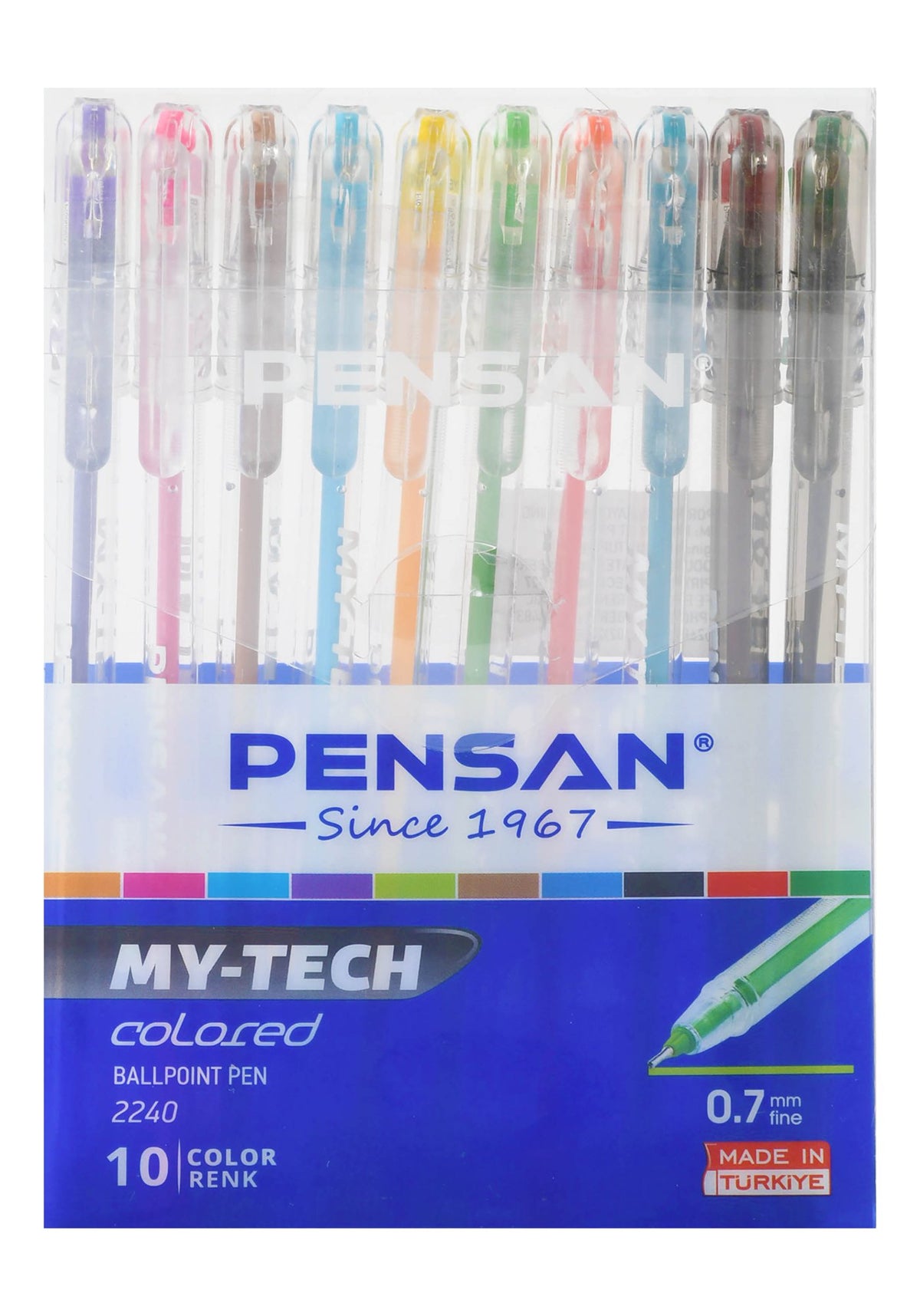 Pensan Assorted Ink 0.7mm Ballpoint Pens