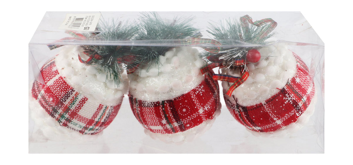 Christmas Tree Hanging Decoration Balls – 8 cm, 3 Pieces