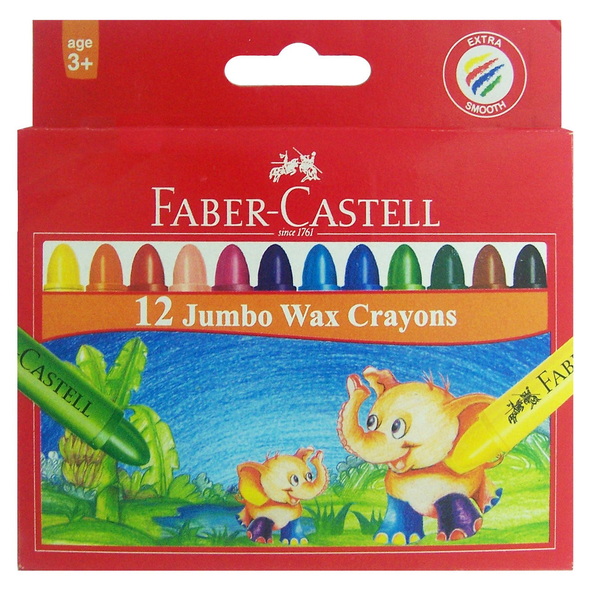 Faber-Castell Long Wax Crayons – 12 Colors, 120037