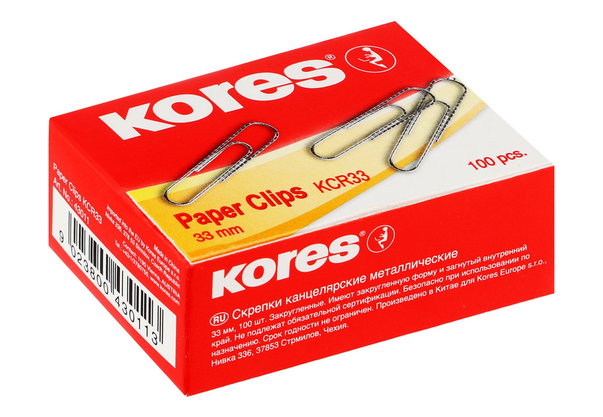 Kores Silver 33mm Paper Clips