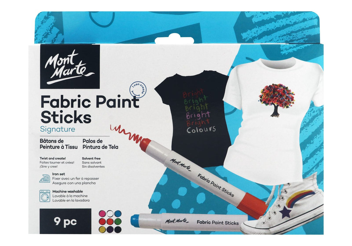 Mont Marte Fabric Paint Sticks – 9 Colors