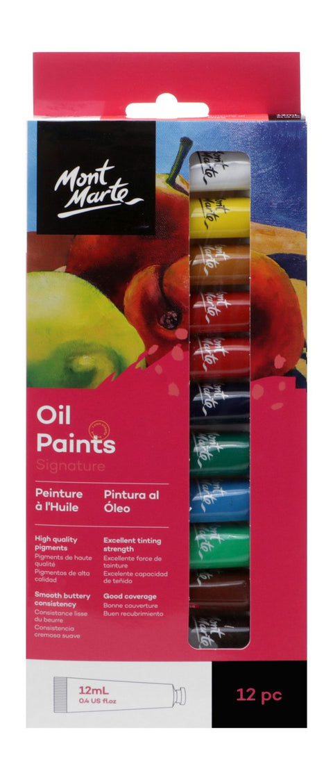 Mont Marte Oil Paint Set – 12 × 12 ml, PMHS0025