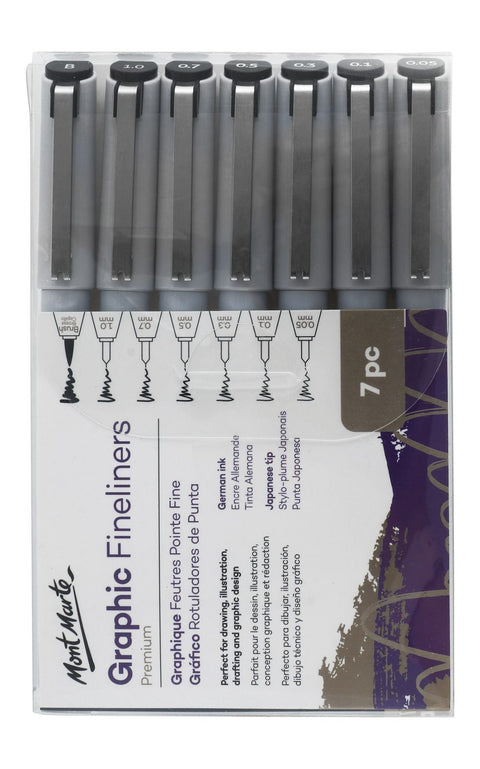 Mont Marte Technical Drawing Pens – 7 Pack, MMPM0025
